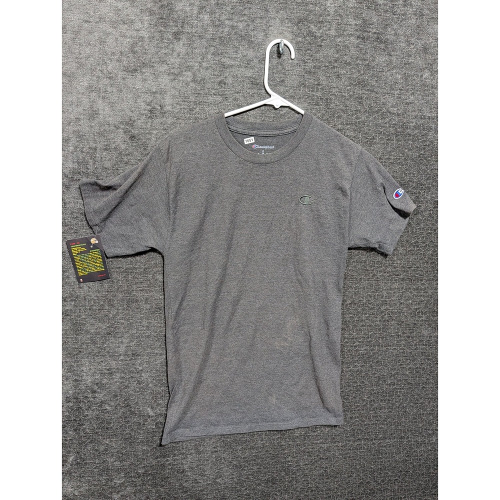 Champion Mens Short Sleeve T-Shirt Heather Gray Crew Neck Small 1651